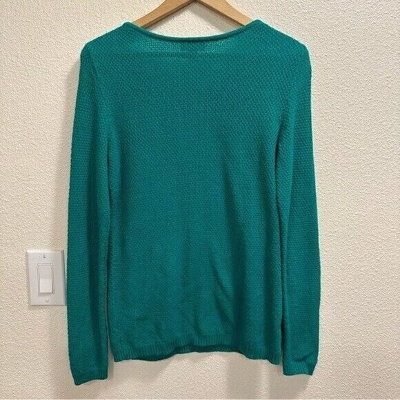 Ann Taylor LOFT Knit Sweater Size Small Green Long Sleeve Shoulder Button Detail - Picture 2 of 7